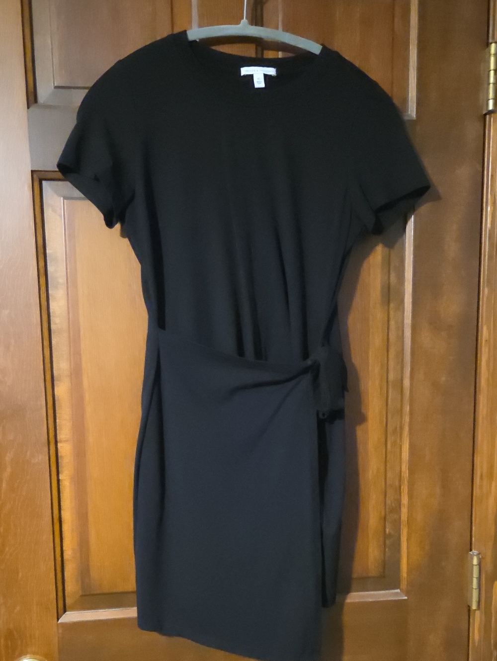 Black Short-Sleeve Tie-Waist Dress